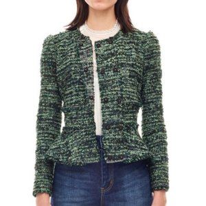 Rebecca Taylor Double Breasted Tweed Peplum Blazer
